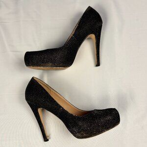 De Blossom Black Glitter Pumps
